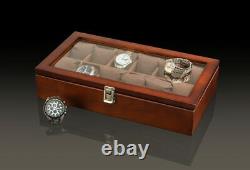 Watch Display Case Box Glass Holder 12 Slots Pillow Solid Wooden Watch Storage