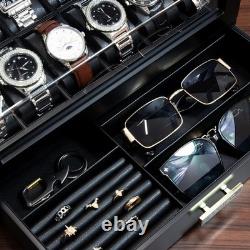 Watch Display Case Luxury 12 Slot Black Wood & Leather Organizer Storage Box Watch Display Case Luxury 12 Slot Black Wood & Leather Organizer Storage Box