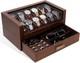 Watch Display Case Luxury 12 Slot Walnut Wood & Leather Organizer Storage Box
