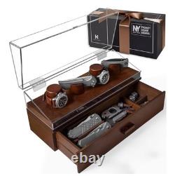 Watch & Pocket Knife Display Case Acrylic Hinged Cover-Felt Lined-New