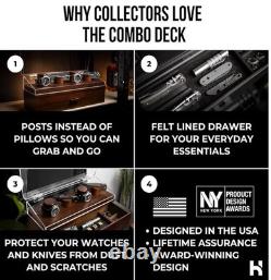 Watch & Pocket Knife Display Case Acrylic Hinged Cover-Felt Lined-New