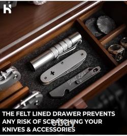 Watch & Pocket Knife Display Case Acrylic Hinged Cover-Felt Lined-New