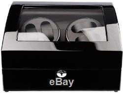 Watch Winder-Display-Storage Case Auto-wind Watches Wood High Gloss Black Case
