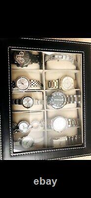 Watch case storage box organizer display for 18 watches