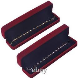 Wine Red Velvet Necklace Chain Bracelet Display Case Storage Jewelry Gift Box