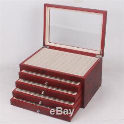 Wood 5 Layer 56 Pens Display Box Organizer Fountain Storage Collection Tray Case
