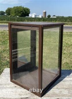 Wood Display Case, Vintage Showcase, Cupboard, Country Store, Wooden Case Mirror