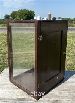 Wood Display Case, Vintage Showcase, Cupboard, Country Store, Wooden Case Mirror