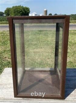 Wood Display Case, Vintage Showcase, Cupboard, Country Store, Wooden Case Mirror