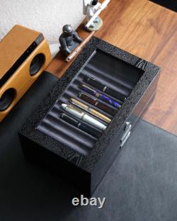 Wood pen display case 36 slot Fountain pen Box storage Organizer with drawer