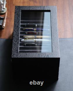 Wood pen display case 36 slot Fountain pen Box storage Organizer with drawer