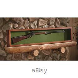 Wooden Collector Gun Sword Display Case Wall Mount Storage Rifle Rack Glass Lid