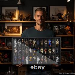 Wooden Display Wall Case for 3.75 Action Figures, 36 Compartments, Star Wars