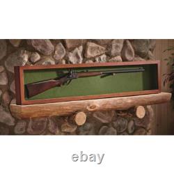 Wooden Gun Sword Display Case Hanging Wall Mount Storage Rack Glass Lid