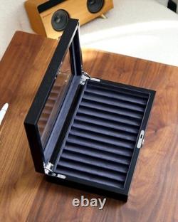 Wooden Pen Display Case 12 Slot Lockable Fountain Pen Storage Box, Black Col Wooden Pen Display Case 12 Slot Lockable Fountain Pen Storage Box, Black Col