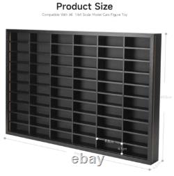 Wooden Wall Mount Display Case for Hot Wheels, 60 Car Storage, Dust-Resistant