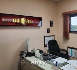 Wrestling Belt Display Case Black Solid Wood WWE MMA Boxing Championship Cabinet