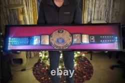 Wrestling Belt Display Case Black Solid Wood WWE MMA Boxing Championship Cabinet