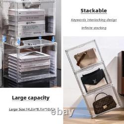 X-Large Acrylic Display Case Set 5 Stackable Storage Bins with Magnetic Lids