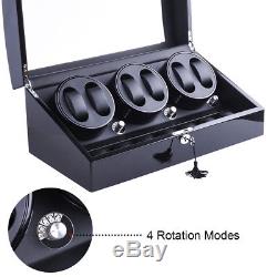 XTELARY 3 Motors Automatic Rotation 6+7 Watch Winder Storage Case Display Box