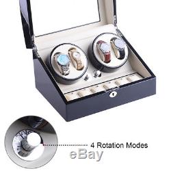 XTELARY 4+6 Automatic Rotation Wood Watch Winder Storage Display Case Box
