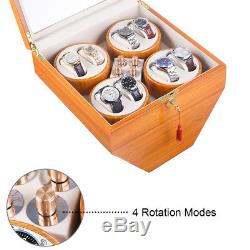 XTELARY 4 Motors Automatic Rotation 8 Watch Winder Storage Case Display Box