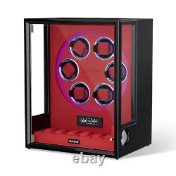 XTELARY Automatic 6 Watch Winder Fingerprint 6 Storage Display Case Box LED/RGB