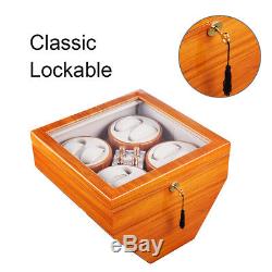 Xtelary 4+8 Leather Watch Winder Storage Display Case Box Automatic Rotation