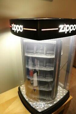 Zippo 60 Lighter Countertop Lighted and Rotating Store Display Case With Key